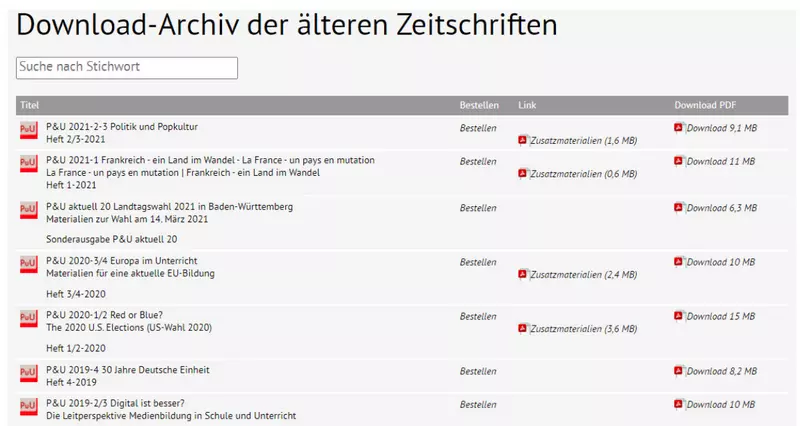 Ansicht von dem Archiv der Zeitschrift Politik & Unterricht Ansicht von dem Archiv der Zeitschrift Politik & Unterricht